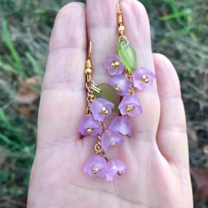 Popular right now, dangle and drop earrings,  earrings,lily of the valley , lavender earrings , floral earrings , flower earrings