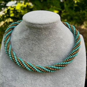 Collar bohemio de cuentas de semillas: espiral de espiga, 45 cm