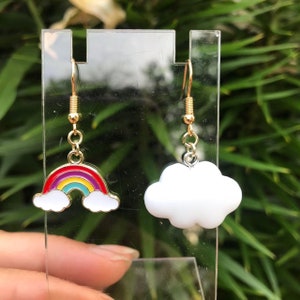 Handmade Cloud & Rainbow Earrings: Lightweight Summer Jewelry