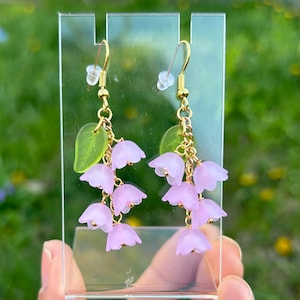 Lily of the valley, summer jewelry  , pink earrings, dangle and drop , wedding earrings. Popular right now , flower earrings, floral, bridal