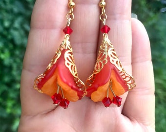 Valentine earrings  Earrings,red Earrings, crystal earrings, handmade earrings ,lucite  Earrings, handmade jewelry, gift for her,  earrings