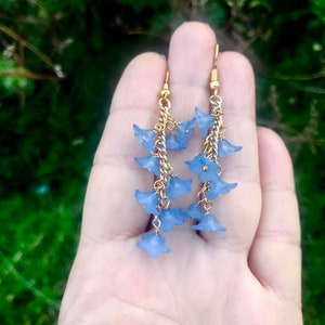 Blue bell earrings , best friends gift idea, jewelry , earrings, dangle earrings, blue earrings ,summer jewelry