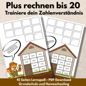 Wiskundewerkblad Plus tot 20 | Basisschool & Thuisonderwijs | PDF-download met antwoordblad en gratis kleurplaat voor kinderen