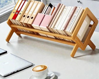 Wooden Desktop Bookshelf Organizer Rack Book Storage Display Shelf