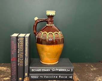 Vintage Bulgarian Troyan Pottery Jug | Hand Painted Terracotta Pitcher | Traditional Folk Art Redware