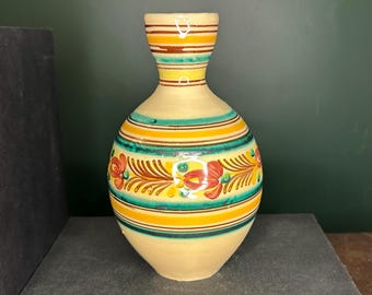 Vintage Spanish Fraile P.A.R. Ceramic Vase | Hand Painted Alfares Folk Art