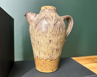 Tan Dipped Studio Pottery Jug | Artisan Pitcher