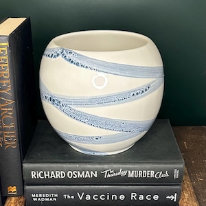 Nocal Portuguese Ceramic Plant Pot | Heavy Swirl Blue Textured Pottery | Artisan Hand-Painted Planter