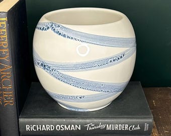 Nocal Portuguese Ceramic Plant Pot | Heavy Swirl Blue Textured Pottery | Artisan Hand-Painted Planter