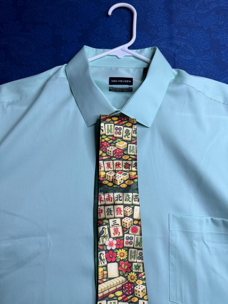 Multicolored, Sublimated, Polyester, Mahjong Necktie • Made to Order for you by DispatchingDesigns zdjęcie 3