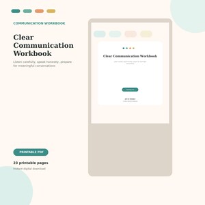 Communication Workbook Printable, Difficult Conversation Planner, Active Listening and Conflict Worksheets PDF