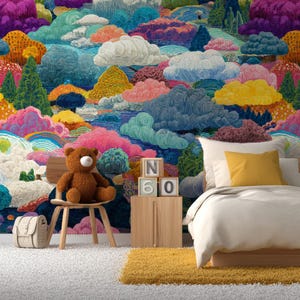 Psychedelic Cloud Wallpaper - Colorful Landscape Wall Mural