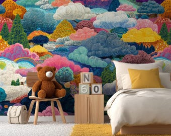Psychedelic Cloud Wallpaper - Colorful Landscape Wall Mural