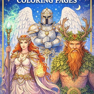 30 Myth Coloring Book for Adults, Fantasy & Symbolic Coloring Pages Printable PDF, Relaxing Mindful Coloring Book, Meditative Line Art
