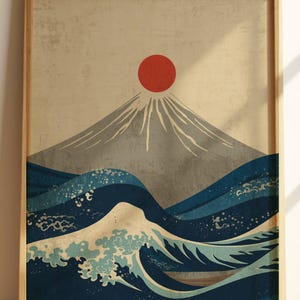 Mount Fuji Print | Japanese Wave Art | Hokusai Inspired Poster | Vintage Ukiyo-e | Asian Wall Decor | Zen Art | Digital Download A1 A2 A3 A4