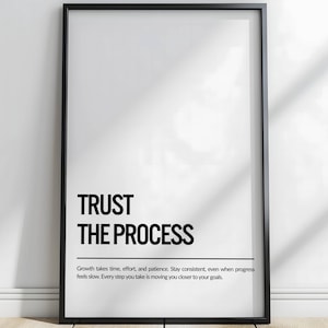 Trust The Process Motivational Quote Print | Inspirational Wall Art | Minimalist Digital Download Poster | Positive Gym Office Home Decor
