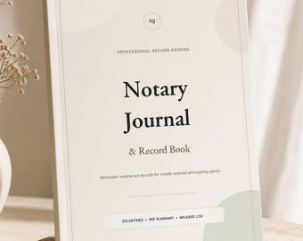 Notary Journal PDF, Fillable Notary Record Book, Printable Notary Log Book, Mobile Notary Journal, Signing Agent Record Keeping Template