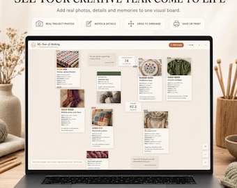 Craft Project Tracker App, Handmade Keepsake Board, Knitting Crochet Sewing Organizer, Visual Maker Journal, Offline HTML5 Digital Downloads