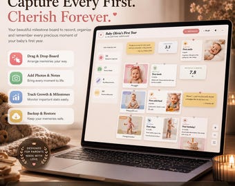 Baby First Year Milestone Board | Interactive Digital Keepsake with Photos, Firsts & Monthly Memories | Works Offline, No Subscription