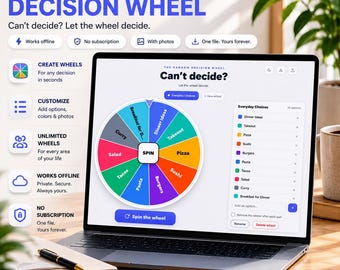 Random Decision Wheel, HTML Picker, Offline Choice Spinner for Meals, Movie Night, Weekend Plans, Workouts, Decision Maker Offline App