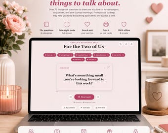 Couples Questions Deck, Date Night Conversation Cards, Relationship Question Game, Anniversary Gift, Valentine Gift, Offline App for Couples