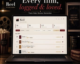 Movie Diary App, Offline Film Tracker, Movie Journal, Watchlist, Ratings & Reviews, Private Film Log, Digital Download, No Subscription