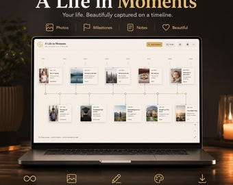 Interactive Life Timeline Maker | Add Photos, Milestones Memories on an Endless Canvas | Digital Keepsake Offline App | Personal Life Story