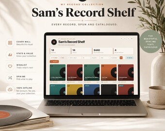 Vinyl Record Collection Tracker | Offline HTML Music Catalog | Wishlist, Collection Stats, Value Log & Backup Download | Digital Download