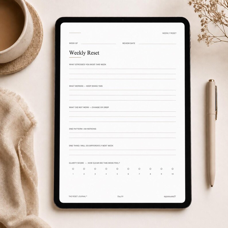 Overthinking Journal Printable | Mental Reset & Clarity System | Daily Reflection PDF for Anxiety, Stress | Digital Reset Journal GoodNotes image 7