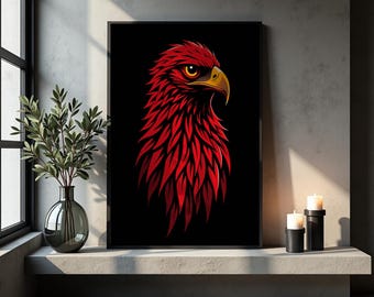 Red Eagle Wall Art – Illustrazione vettoriale di un uccello audace, poster di un animale potente (download digitale) / 1040