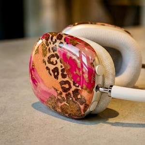 Pink Leopard AirPods Max Covers | Glitter Cheetah Print Hard Shell
