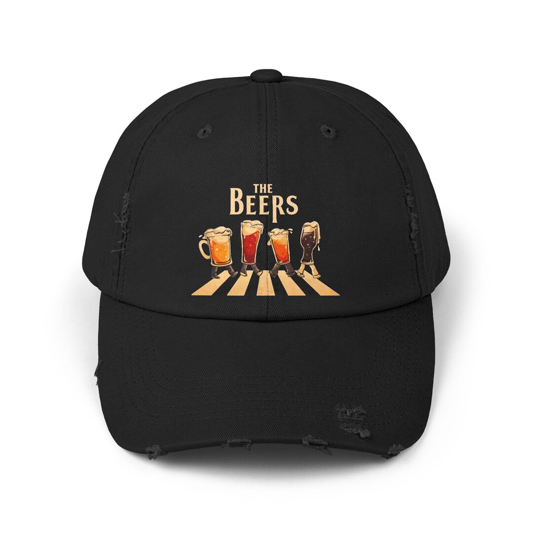 The Beers Hat | Funny Abbey Road Parody Cap | Distressed Dad Hat for ...