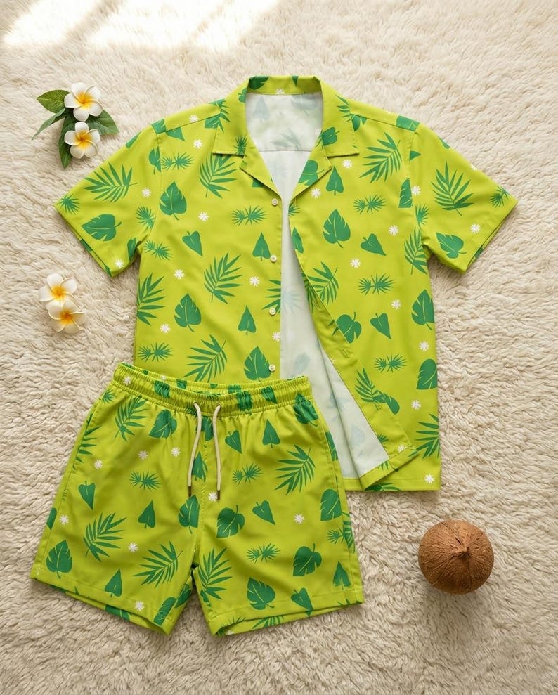 Vintage Zootopia Hawaii Hemd und Shorts, Nick Wilde Staffel 1 Set, Cosplay Cartoon Hemd, Sommerferien, Disneyland Geschenk für Ihn Bild 2