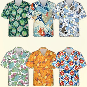 Zestaw z nadrukiem w stylu hawajskim w stylu vintage z anime, pasująca koszulka i spodenki na wakacje na plaży, japoński zestaw anime Aloha Summer, prezent z kreskówką dla chłopca