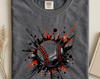Baseball Shirt, Splatter Paint Gameday Tee, Sports Lover Graphic Tshirt, Baseball Gift
