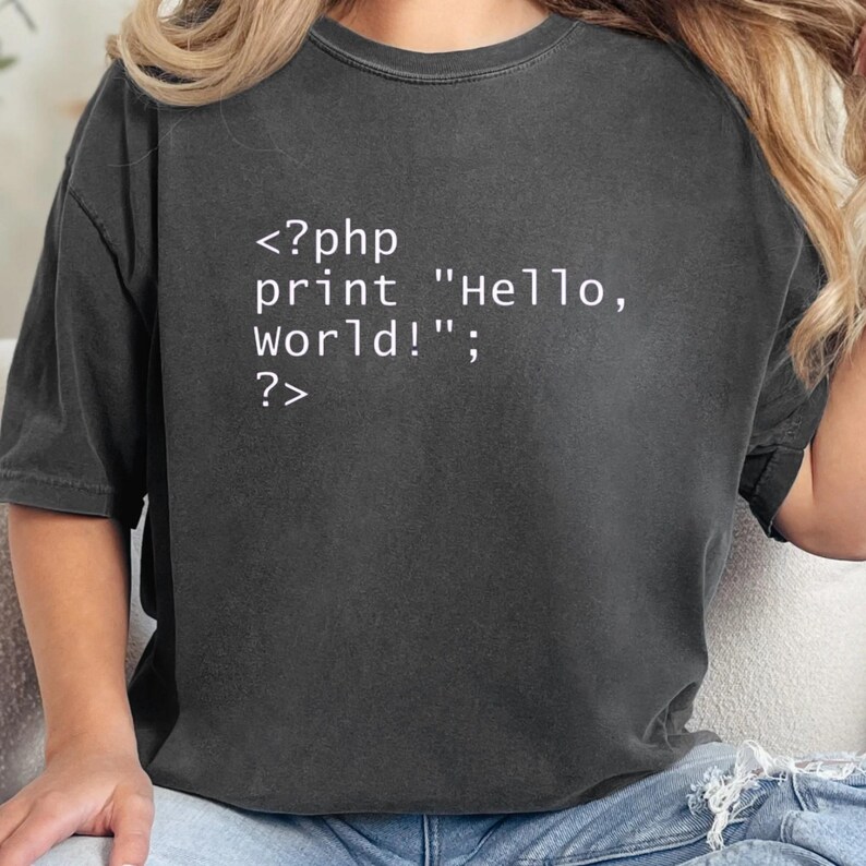 PHP Hello World Shirt, Programmer Coding Tee, Software Engineer Gift, Developer Tshirt