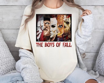 Boys of Fall Horror Icons Shirt: Slasher Movie Villains Autumn Graphic Tee
