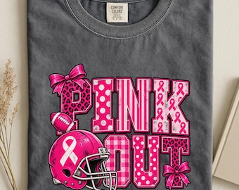 Pink Out Football Shirt, Breast Cancer Awareness Tee, Gameday Sports Mom Graphic