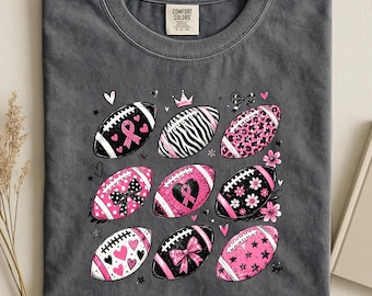 Pink Football Shirt, Breast Cancer Awareness Tee, Football Mom Gameday Tshirt