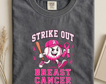 Camiseta de béisbol contra el cáncer de mama, camiseta "Strike Out Breast Cancer" (Fuera el cáncer de mama), camiseta de concienciación para el día del partido.