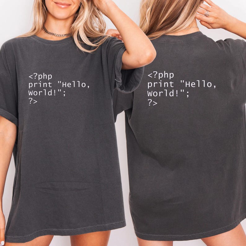 PHP Hello World Shirt, Programmer Coding Tee, Software Engineer Gift, Developer Tshirt