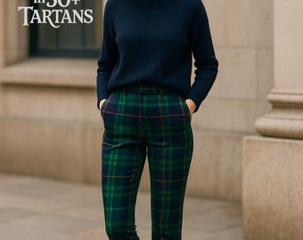 Pantalón escocés de tartán para mujer - Pantalones Highland Slim Fit hechos a medida - Disponibles en más de 50 tartanes