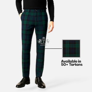 Scottish Tartan Pant for Men&#39;s - Custom Made Dress Trousers For Wedding or Golf - Available in 50+ Tartans