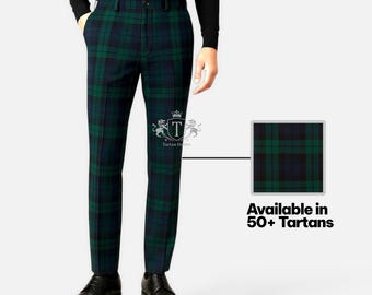 Scottish Tartan Pant for Men's - Custom Made Dress Trousers For Wedding or Golf - Available in 50+ Tartans