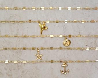 Gold Chain Choker, Small Dainty Charm, Hawaii Beach Jewelry, Ocean Inspired Fashion, Layering Necklaces, Elegant Girls Gift, Necklace, Boho