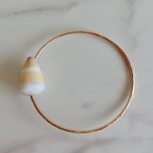 Gold Cone Shell Bangle, Hawaii Beach Jewelry, Stacking Bangles, Hawaiian Shells, Surfer Girl Gift Idea, Handmade Maui, Hammered Bracelet