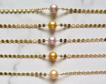 Gold Chain Choker, Edison Pink Pearl Necklaces, South Sea Golden Pearls, Elegant Fashion, Gift For Her, Handmade Hawaii, Hawaiian Jewelry,