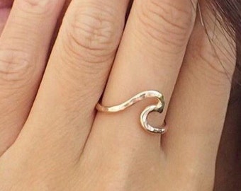 Gold Wave Ring, Handmade Hawaii Beach Creations, Hawaiian Jewelry, Surfer Girl Christmas Gift, Girls Rings, Boho Fashion, Stocking Stuffer