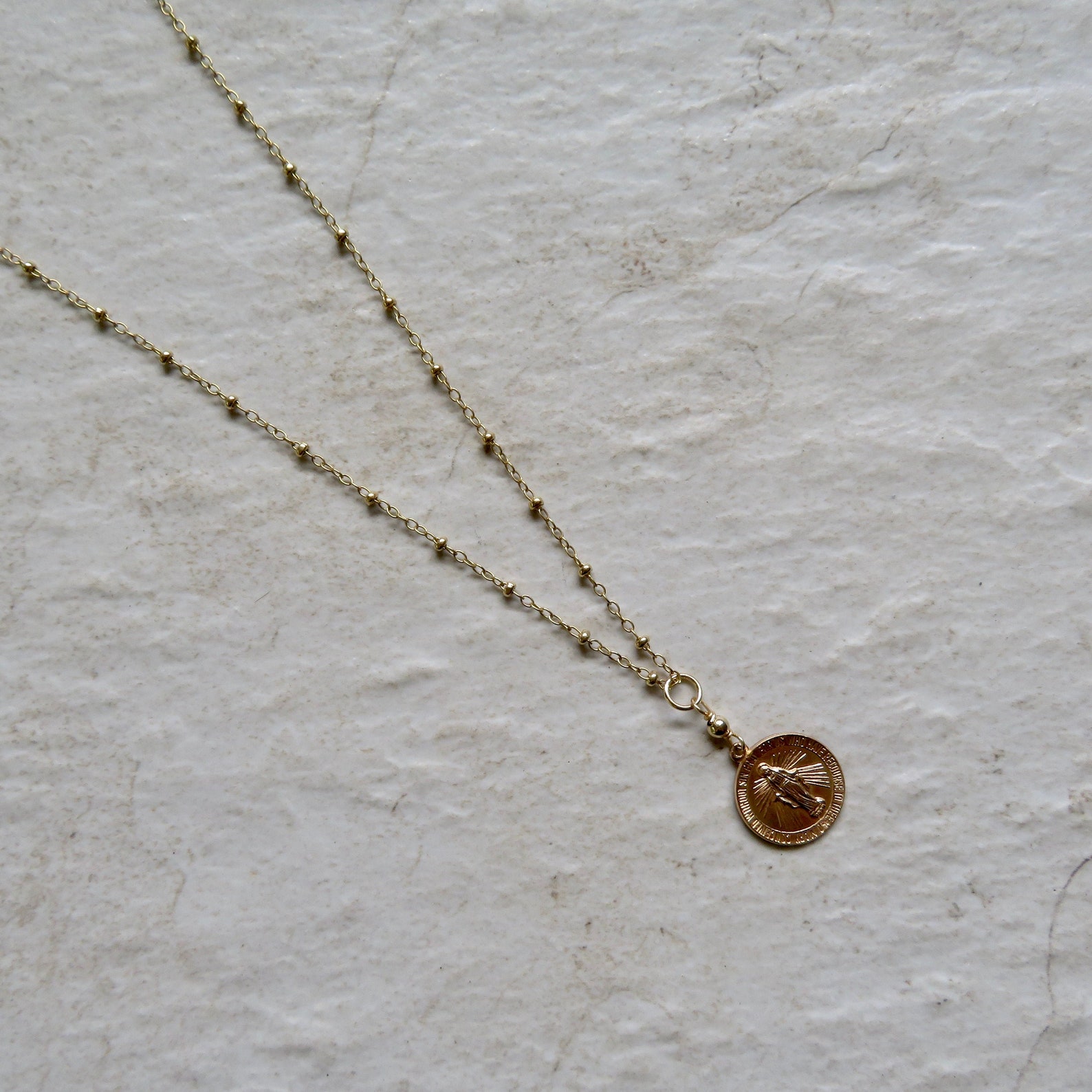 Virgin Mary Charm Necklace Gold Satellite Chain Elegant Gift Etsy