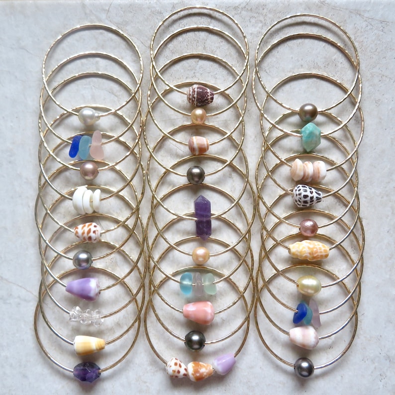 Gold Shell Bangle Hawaii Beach Jewelry Stacking Bangles Etsy